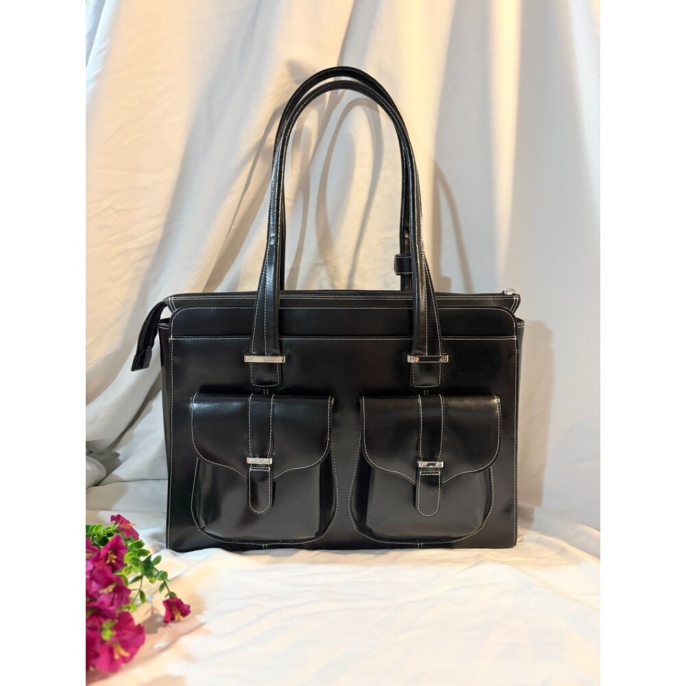 McKlein USA "Alexis" Black Leather Ladies Laptop Briefcase Tote Model 96545